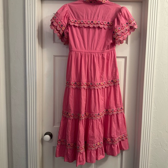 CeliaB Alvis Embroidered Scalloped Midi Dress Fuschia Pink - Tuckernuck - Picture 4 of 5